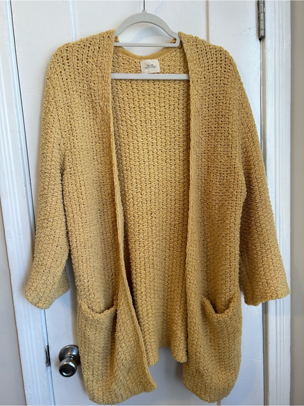 Urban Outfitters Cozy Open-Front Mustard Knit Cardigan